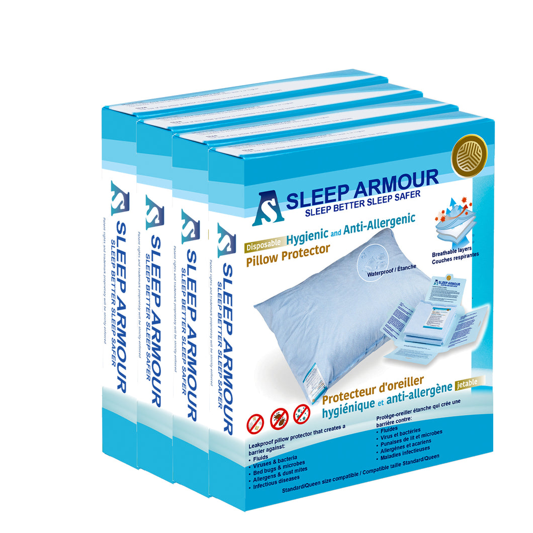 Sleep Armour Water Proof Pillow Protector 4 units family box